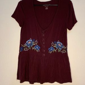 American eagle soft and sexy burgundy top